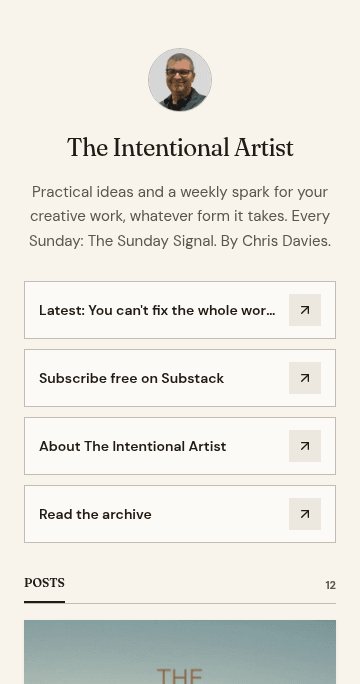 The The Intentional Artist page on OneLink