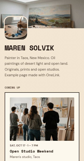 The Maren Solvik page on OneLink