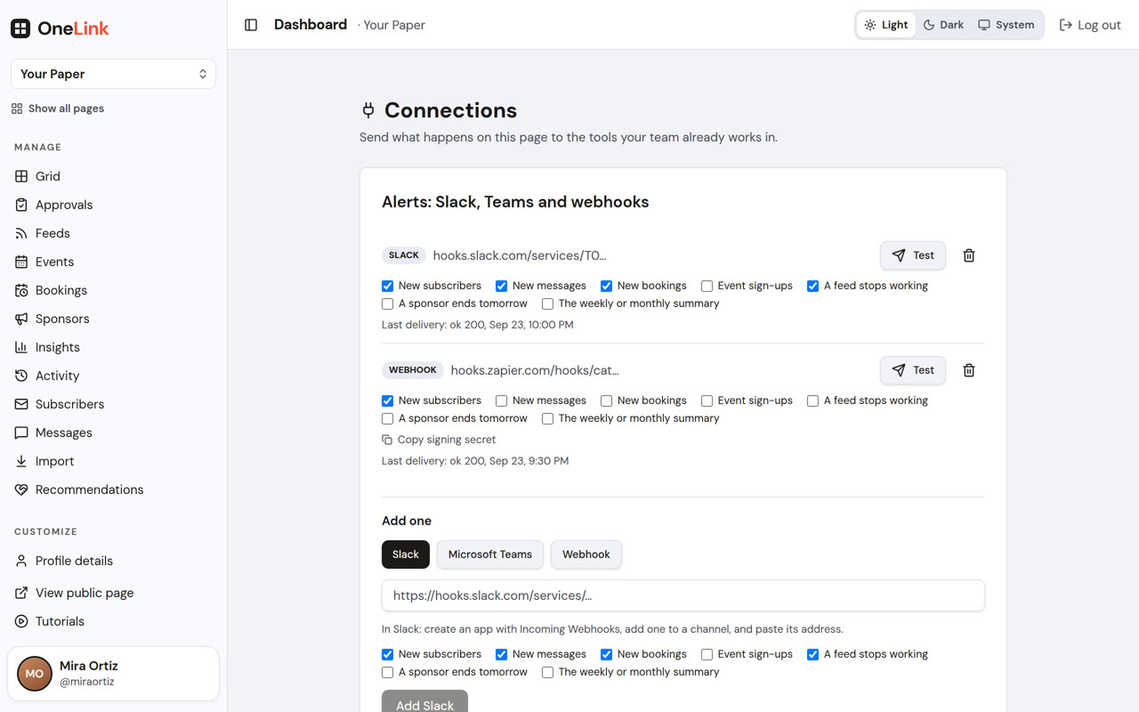 Sending sign-ups to a CRM from OneLink