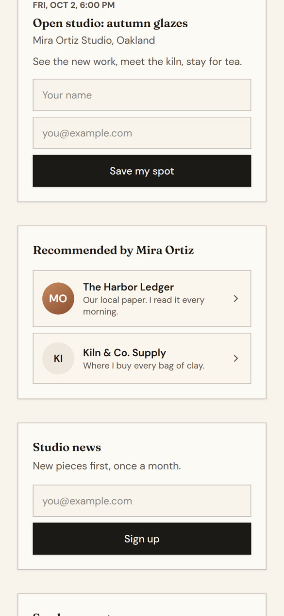 Recommended pages on a OneLink page