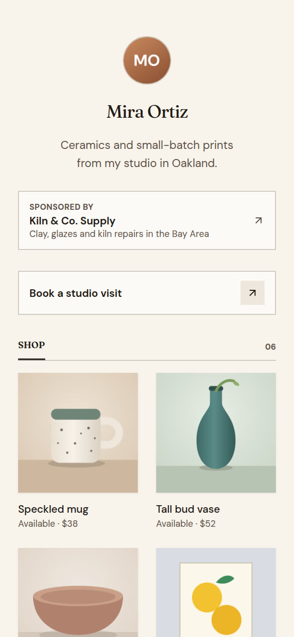 A sponsor at the top of a OneLink page